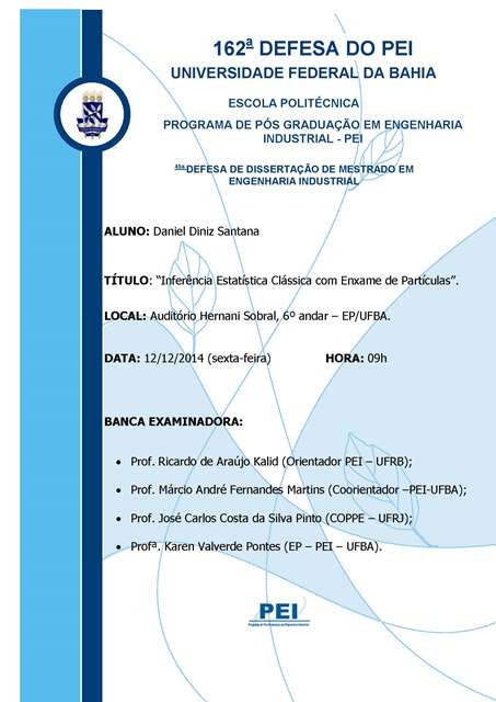 45ª Defesa de dissertação de Mestrado em Engenharia Industrial - PEI