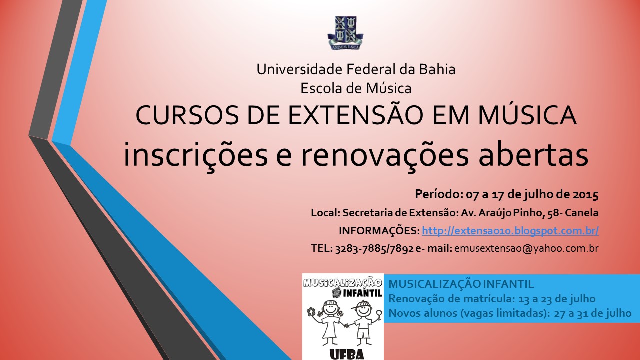 Horário de Funcionamento da Secretaria de Extensão:  das 9 às 17h30min