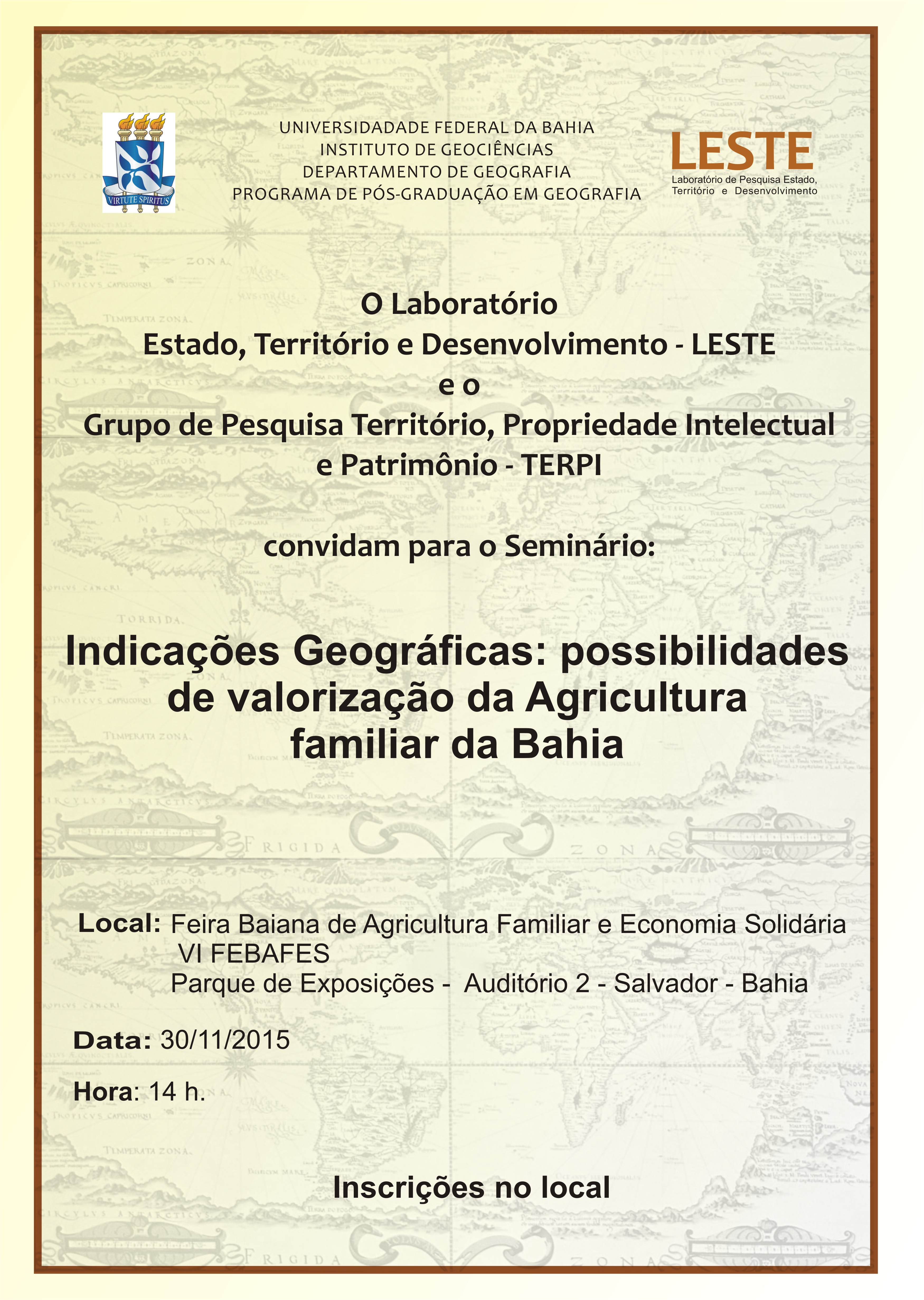 SEMINÁRIO DE INDICAÇÕES GEOGRÁFICAS